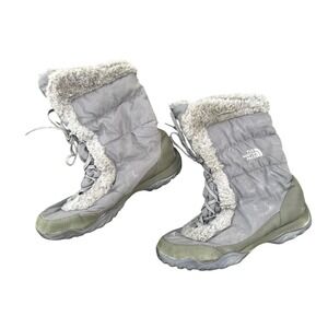 The North‎ Face Nuptse Faux Fur IV Goose Down Women's Snow Boots Size 11 Green